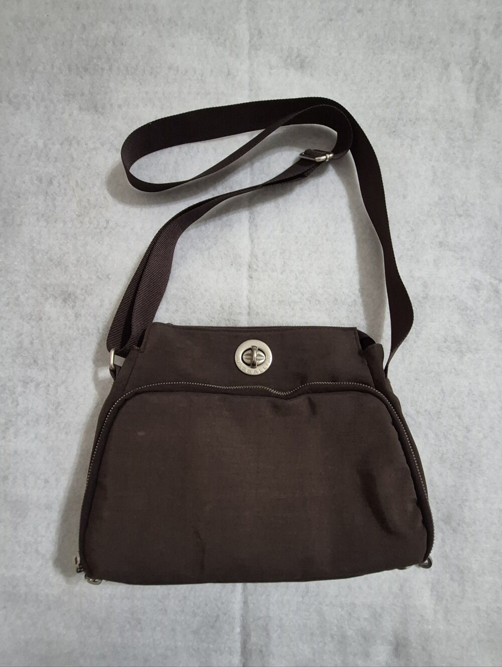 Bagallini's Brown Crossbody Shoulder Bag with Turn-Lock Accent for Everyday Use